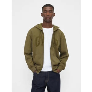 Erkek Haki Vintagesoft Arch Gap Logo Tam Fermuarlı Sweatshirt