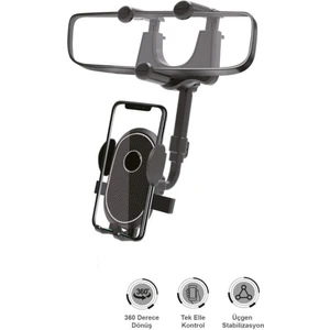 034 Siyah 360 Derece Dönebilen Güçlü Telefon Tutucu