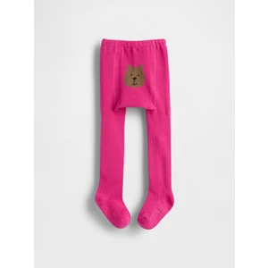 Bebek Pembe Fitilli Bear Baskılı Külotlu Çorap