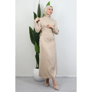Sahra Tesettür Elbise Krem