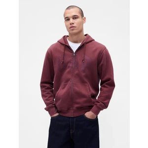 Erkek Bordo Vintagesoft Arch Gap Logo Tam Fermuarlı Sweatshirt