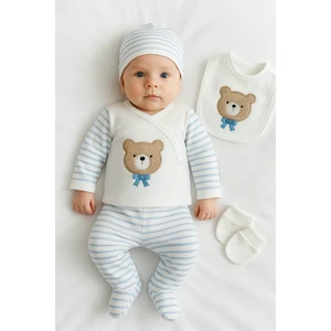 %100 Pamuk Yenidoğan Erkek Bebek 5 Parça Hastane Çıkış Seti