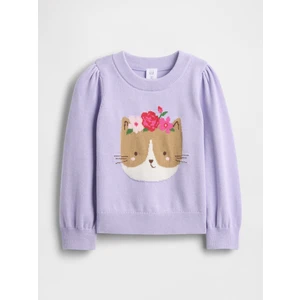 Kız Bebek Açık Lila Puff-Sleeve Kazak