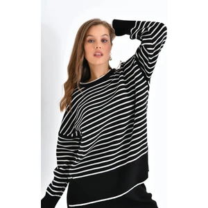 Kadın Kazak Pantolon 2'li Set Takım Çizgili Pantolonlu Kazak ve Pantolon - 10306