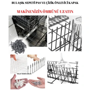 150 Adet Gri | Bulaşık Makinesi Sepet Ucu Kapak | Pas ve Küf Önleyici Çizilmeyi Engeller 