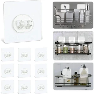 10’lu Güçlü Kendinden Yapışkanlı Kancalar – Su Geçirmez Şeffaf Askı, Duş ve Köşe Rafı Tutucu Yapışkan Askı Seti, Delmeden Montaj Için Pratik Çözüm-Delme Gerektirmez