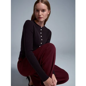 10819 Yün Karışımlı Ince Triko-Koyu Kahve