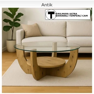 Star Modern Ahşap Orta Sehpa-Cam Üst Yüzeyli 75X45 cm Şık ve Dayanıklı Tasarım