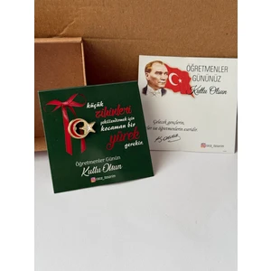 Ay Yıldız Kırmızı Beyaz Rozet Broş Öğretmenler Günü Yaka Iğnesi Hediyelik Kartlı ve Kutulu