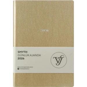 Victoria's Journals Smyth 2026 Günlük Ajanda A5 (14X20,5CM)  Ivory  80 Gsm 416 Sayfa. Esnek Kapak. Gümüş Yaldız Kenar.altın
