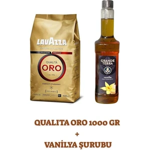 Qualità Oro Kahve Çekirdeği 1000 gr ve Grande Terra Vanilya Şurubu 750 ml Seti