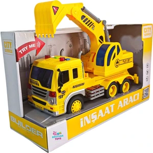 Brother Toys Inşaat Aracı Kepçeli Kamyon Sesli Işıklı Sirenli Oyuncak Araba 28 Cm.