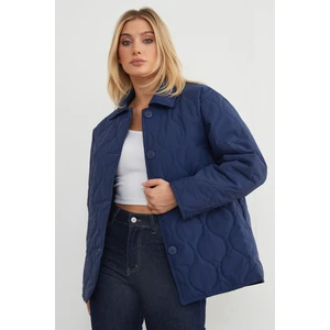 Su Yolu Desenli Oversize Düğmeli Mont
