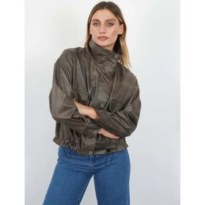 My Lunessa Siyah Kısa Deri Bomber Ceket