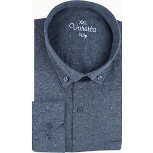 Büyük Beden Erkek Mavi Kışlık Yünlü Gömlek – Cepli Geniş Kesim Flanel Model