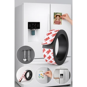 Kendinden Yapışkanlı Manyetik Şerit Bandı Esnek Kolay Kesim Mıknatıslı Güçlü Tutunan Bant 1m x 2 cm