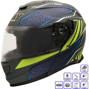 Gp My Helmet MKS002-RGBY Güneş Vizörlü Şeffaf Çene Açılır Motosiklet Kaskı L