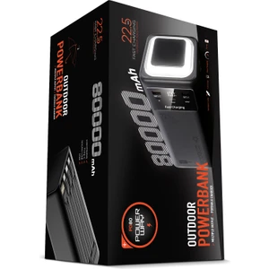 80.000 Mah Pd 22.5W Hızlı Şarj Dahili Kablolu Kamp Taşınabilir Güç Kaynağı Siyah PD80 Powerbank