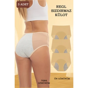 3'lü Regl Külodu Yüksek Bel Sızdırmaz Çok Katmanlı Süper Emici Yıkanabilir ve Konforlu