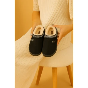 Kadın Kalın Tabanlı Içi Kürklü Sıcak Astarlı Kışlık Saraçlı Iç Dış Mekan Ev Terliği Sokak Modası