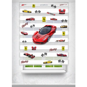  Ferrari Araba Baskılı Çocuk Odası Perdesi  - Dijital Baskılı Zebra Stor Perde