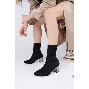 Grande Sivri Burun Kalın Topuklu Kadın Streç Bot