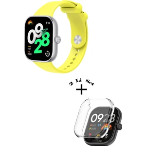 Xiaomi Redmi Watch 4 / 5 Uyumlu Yumuşak Silikon Kordon + Kasa ve Ekran Koruyucu