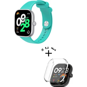 Xiaomi Redmi Watch 4 / 5 Uyumlu Yumuşak Silikon Kordon + Kasa ve Ekran Koruyucu