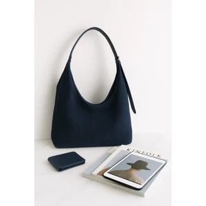 Lüks Süet Dokulu Geniş Omuz Çantası