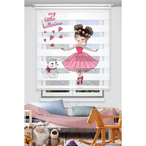  Balerin ve Kedicik Baskılı Çocuk Odası Perdesi - Dijital Baskılı Zebra Stor Perde