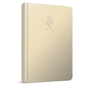 2026 107-ECK Iplik Dikişli - Sert Kapak 17X24 Günlük Beyaz Ajanda Krem