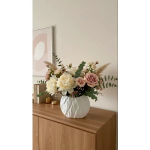 Luvenza Design Mermer Dokulu Dekoratif Vazo