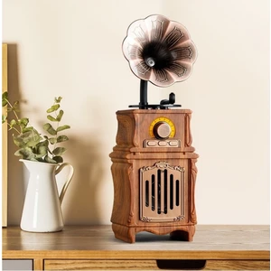 Nostaljik Gramafon Görünümlü Radyo Bluetooth Hoparlör USB Aux Yüksek Ses Kalitesi