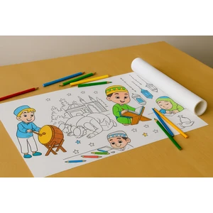 Haydi Dekor “Hoş Geldin Ramazan Boyama Rulosu – 5 Metre Uzun Dev Etkinlik Kağıdı | Çocuklar Için Ramazan Eğitimi, Iftar, Cami ve Hilal Temalı Boyama Etkinliği”