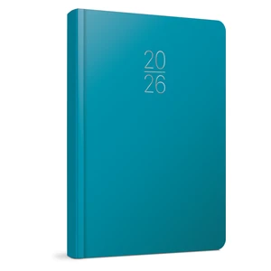 2026 100-ECK Iplik Dikişli - Sert Kapak 14X20 Günlük Beyaz Ajanda Turkuaz