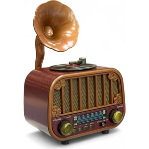 Gramafon Nostalji Radyo,bluetooth Özellikli Eskitme Nostaljik Gramafon Radyo