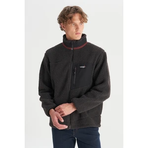 Regular Fit Normal Kesim Dik Yaka Tam Fermuarlı Cepli Sherpa Sweatshirt Polar