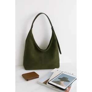 Lüks Süet Dokulu Geniş Omuz Çantası