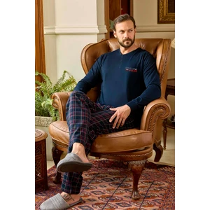 Erkek Aydoğan Pamuk Uzun Kol Pijama Takımı 250452 LACIVERT01