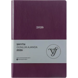 Victoria's Journals Smyth 2026 Günlük Ajanda A5 (14X20,5CM)  Ivory  80 Gsm 416 Sayfa. Esnek Kapak. Gümüş Yaldız Kenar.mor