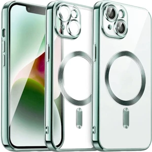 Apple iPhone 13 - 14 Uyumlu Kılıf Magsafe Wirelles Şarj Destekli Parlak Renkli Kenarlı Arkası Şeffaf Silikon