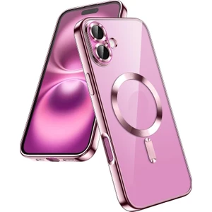 Apple iPhone 17 Kılıf Magsafe Wirelles Şarj Destekli Parlak Renkli Kenarlı Arkası Şeffaf Silikon