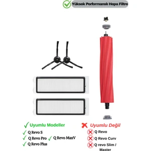 Roborock Qrevo Maxv / Qrevo Pro / Qrevo S / Qrevo Plus Uyumlu Hepa Filtre,fırça Yedek Seti-5 Parça