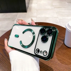 Apple iPhone 17 Pro Için Magsafe ile Uyumlu Kılıf Kamera Lensli Korumalı Şeffaf Silikon Kapak