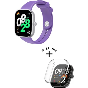 Xiaomi Redmi Watch 4 / 5 Uyumlu Yumuşak Silikon Kordon + Kasa ve Ekran Koruyucu