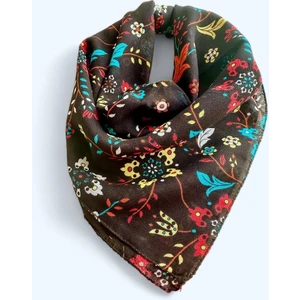 Siyah Renk Içerisinde Çiçek Desenli Çok Amaçlı Bandana %100 Cotton BND8183, One Size