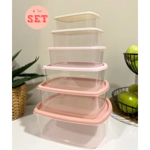 6'lı Dikdörtgen Hava Geçirmez Saklama Kabı Seti ,dolap Düzenleyici Organizer