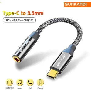 Type-C To 3.5mm Jack Aux Kulaklık Çevirici Dönüştürücü Hi-Fi Ses+Dac Çip Teknoloji Ce Lisanslı Sertifikalı Hasır Örgülü Sağlam Kablo