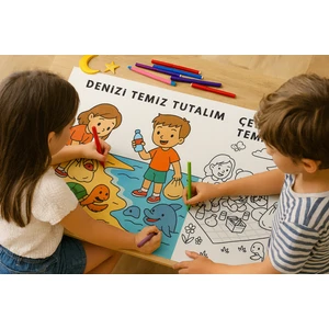 “Haydi Dekor " Duyarlı Çocuklar Boyama Rulosu – 5 Metre Uzun Çevre, Doğa ve Paylaşım Temalı Dev Etkinlik Kağıdı”