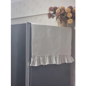 Ham Keten Fırfırlı Buzdolabı Örtüsü